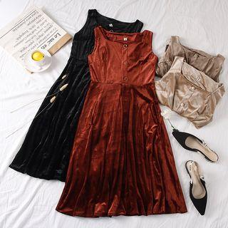 Square-neck Velvet Tank Dress