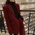 Corduroy Double-breasted Blazer / A-line Skirt / Wide Leg Pants