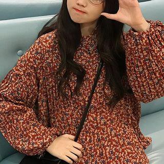 Floral Print Lantern-sleeve Top