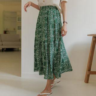 Paisley Long Tiered Skirt
