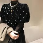 Short-sleeve Dotted Blouse / Mesh Top