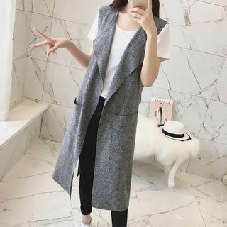 Open Front Long Knit Vest
