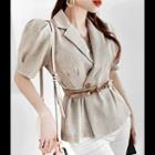 Short-sleeve Pintuck-waist Jacket