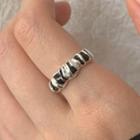 Textured Glaze Stainless Steel Open Ring 1pc - Jz159 - Silver - One Size