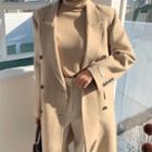Peaked-lapel Wool Blend Coat With Detachable Vest