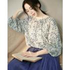 Floral Print Blouse Blue Floral - White - One Size