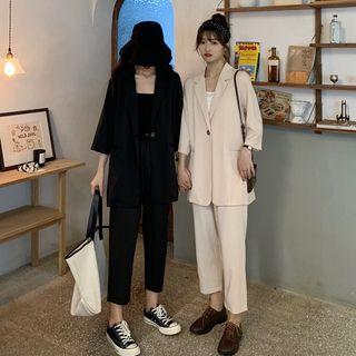 Set: 3/4-sleeve Blazer + Cropped Pants