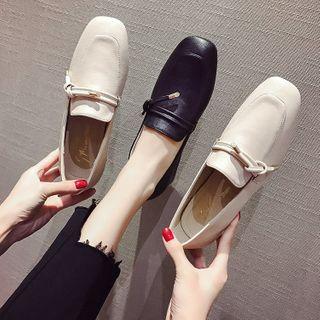 Block Heel Square Toe Loafers