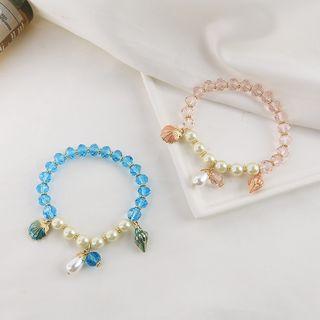 Faux-pearl & Beaded Alloy Shell Bracelet