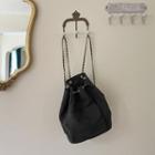 Chain-strap Bucket Backpack Black - One Size