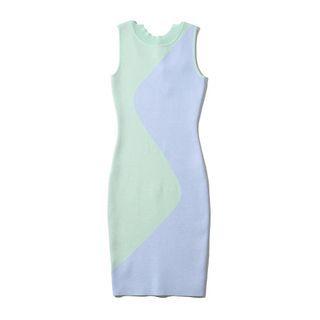 Two-tone Knit Mini Bodycon Tank Dress