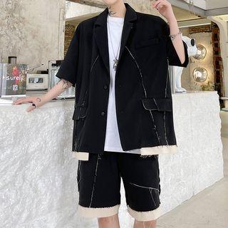 Short-sleeve Distressed Blazer