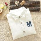Long-sleeve Letter Embroidered Stitching Shirt