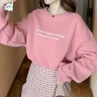 Set: Lettering Sweatshirt + Plaid Mini A-line Skirt