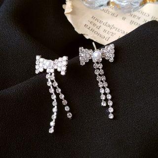 Bow Rhinestone Fringed Earring