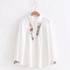 Embroidery Pintuck Blouse
