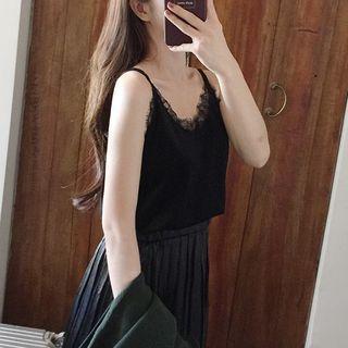 Lace Trim Velvet Camisole