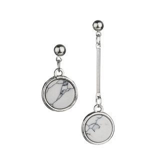 Non-matching Marble Round Drop Earrings