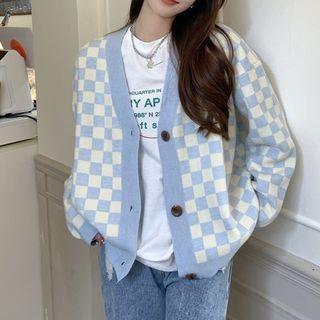 Check Single-breasted Sweater Vest / Cardigan