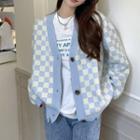 Check Single-breasted Sweater Vest / Cardigan
