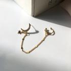 925 Sterling Silver Moon Chain Earring 1 Pc - S925 Earring With Ear Cuff - Gold - One Size