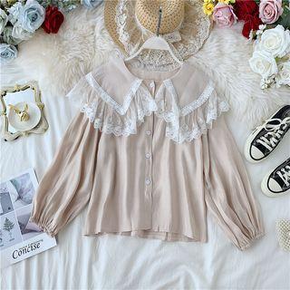 Long-sleeve Lace-collar Shirt