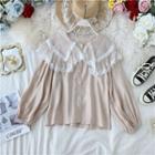 Long-sleeve Lace-collar Shirt
