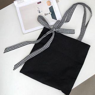 Plaid Strap Canvas Tote Bag