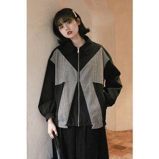 Check Print Zip Jacket