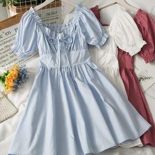 Off-shoulder Ruffled-trim Midi Dress In 5 Colors