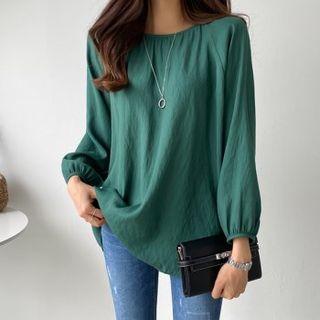 Raglan-sleeve Tie-back Blouse