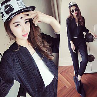 Set: Pleated Baseball Jacket + Pleated Pants