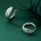 Leaf Sterling Silver Open Ring 1 Pair - Silver - One Size