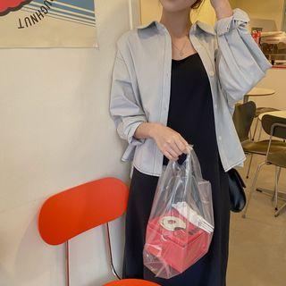 Contrast-stitch Cotton Shirt Sky Blue - One Size