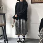 Plain Pullover / Midi A-line Skirt