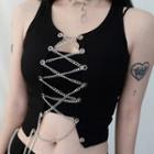 Lace-up Chain Tank Top