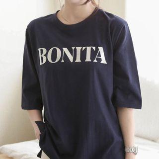 Elbow-sleeve L Me Letter T-shirt