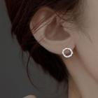 Rhinestone Hoop Stud Earring 1 Pair - Earrings - Ring - Silver - One Size