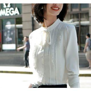 Bow Detail Blouse / Cropped Dress Pants / Set