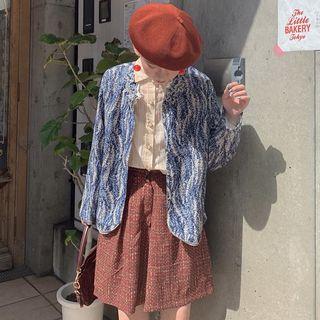 Faux Pearl Shirt / Wide-leg Shorts / Embroidered Buttoned Jacket