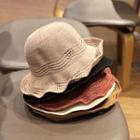 Ruffle Trim Knit Bucket Hat