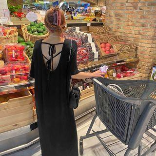 Tie-back Ribbed Maxi Dress