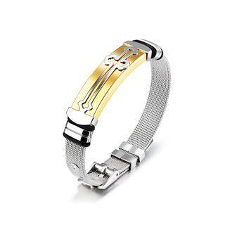 Fashion And Elegant Golden Cross Mesh Belt 316l Stainless Steel Bracelet Silver - One Size