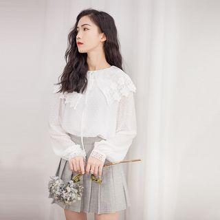 Crochet Lace Collar Long-sleeve Blouse