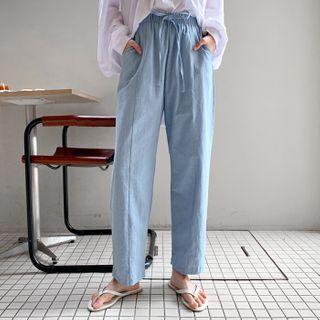 Colored Seam-trim Baggy Pants