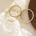 Set Of 4: Bead Ring + Alloy Ring Set Of 4 - Ring - Gold & White - One Size
