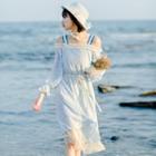 Long-sleeve Cold Shoulder Chiffon Dress