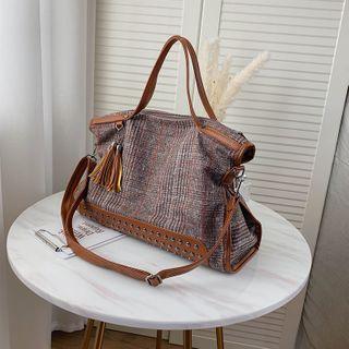 Tassel Plaid Tote Bag