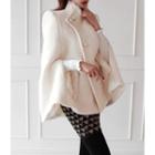 Faux-fur Collar Single-breasted Cape Coat