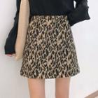 Leopard Print High-waist A-line Skirt